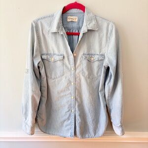 Denim & Supply Ralph Lauren Blue Chambray Western Top Shirt SZ M Womens